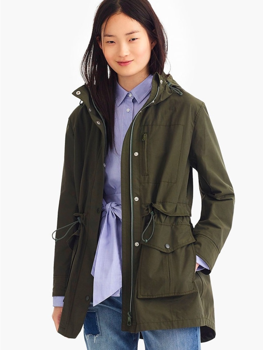 Olive Perfect Lightweight Olive Green Utility Rain Jacket